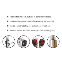 Load image into Gallery viewer, Cello Flip Style Stainless Steel Bottle, 500ml, Silver