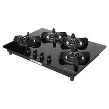 Load image into Gallery viewer, Faber Hob/Hobtop 4 Brass Burner Electric Auto Ignition, Glass Top (HOB ULTIMA HT724 CRS BR CI AI ) - Black, 72 cm