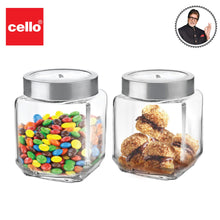 Load image into Gallery viewer, Cello Qube Toughened Glass Jars 580 Ml, Set of 2, Clear
