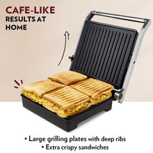 Load image into Gallery viewer, Borosil Mega Jumbo Grill Sandwich Maker, 2000W, 180ᶿ Open Flexibility, Non-Stick Coating, Makes 6 Sandwiches, Black
