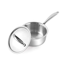 Load image into Gallery viewer, Cello Induction Base Tri-Ply Sauce Pan with Stainless Steel Lid, 2.2 Litre, 18cm - KOCHEN ESSENTIAL