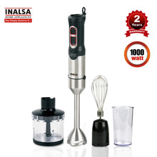 Load image into Gallery viewer, Inalsa Robot Inox 1000, 1000 Watt Hand Blender with 600 ml Multipurpose Jar, Variable Speed, LED Light, 2 Year Warranty (Silver/Black)