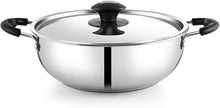 Load image into Gallery viewer, PNB kitchenmate STAINLESS STEEL KADAI, ROMANO KADAI WITH LID, INDUCTION BASED - KOCHEN ESSENTIAL