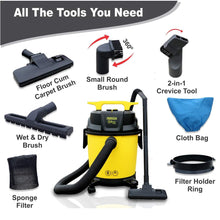Load image into Gallery viewer, Inalsa Vacuum Cleaner Wet and Dry Micro WD10 with 3in1 Multifunction Wet/Dry/Blowing| 14KPA Suction and Impact Resistant Polymer Tank,(Yellow/Black) - KOCHEN ESSENTIAL