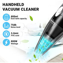 Load image into Gallery viewer, INALSA Vaccum Cleaner Handheld 800W High Powerful Motor- Dura Clean with HEPA Filtration & Strong Powerful 16KPA Suction| Lightweight, Compact & Durable Body|Includes Multiple Accessories,(Grey/Black)