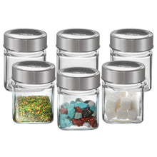 Load image into Gallery viewer, Cello Qube Fresh Glass Storage Jar, Air Tight, See-Through Lid, Clear, Set of 6 (180 ml Each)