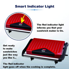 Load image into Gallery viewer, Inalsa Sandwich Grill Toaster Toast & Co 750 Watt (Red / Black)