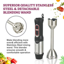 Load image into Gallery viewer, Inalsa Robot Inox 1000, 1000 Watt Hand Blender with 600 ml Multipurpose Jar, Variable Speed, LED Light, 2 Year Warranty (Silver/Black)