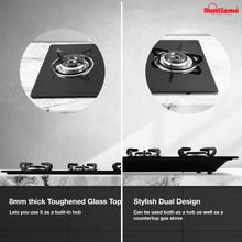 Load image into Gallery viewer, SUNFLAME LOTUS HOB 3 BURNER GAS STOVE, AUTO IGNITION, BLACK - KOCHEN ESSENTIAL