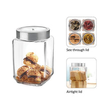 Load image into Gallery viewer, Cello Qube Fresh Glass Storage Jar, Air Tight, See-Through Lid, Clear, 800 ml