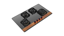 Load image into Gallery viewer, Faber Glass, Mild Steel Hobtop Utopia HT 804 BR CI Auto Electric Ignition Glass Top 4 Brass Burner (Black)