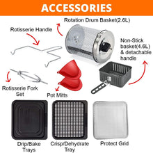 Load image into Gallery viewer, Inalsa Aero Crisp Air Fryer Oven with Extra Large Capacity | Digital Display and Stainless Steel |10 Preset Program | Rotisserie Function and 1500 Watts (Black) - KOCHEN ESSENTIAL