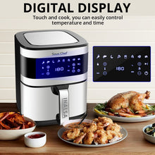Load image into Gallery viewer, INALSA Air Fryer Digital 6.5 L Sous Chef-1650 Watt with 8 Preset Programs, Variable Temperature Control & Auto Shake Reminder|Free Recipe book|2 Year Warranty(Black/Silver)