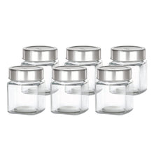 Load image into Gallery viewer, Cello Qube Fresh Glass Storage Jar, Air Tight, See-Through Lid, Clear, Set of 6 (180 ml Each)
