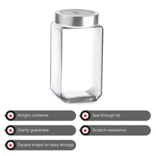 Load image into Gallery viewer, Cello Qube Fresh Glass Storage Jar, Air Tight, See-Through Lid, Clear, 2250 ml