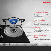 Load image into Gallery viewer, SUNFLAME LOTUS HOB 3 BURNER GAS STOVE, AUTO IGNITION, BLACK - KOCHEN ESSENTIAL