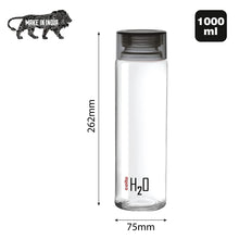 Load image into Gallery viewer, Cello H2O Glass Fridge Water Bottle with Plastic Cap, 920ml, Black, Set of 1 - KOCHEN ESSENTIAL