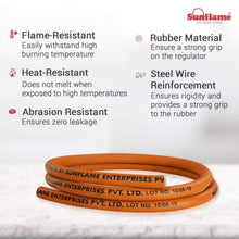 Load image into Gallery viewer, SUNFLAME LPG RUBBER HOSE PIPE, GAS PIPE, ISI , 1.5 METERS - KOCHEN ESSENTIAL