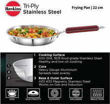 Load image into Gallery viewer, HAWKINS TRIPLY FRY PAN 22 CM DIAMETER  (STAINLESS STEEL, INDUCTION BOTTOM), SSF22 - KOCHEN ESSENTIAL