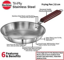 Load image into Gallery viewer, HAWKINS TRIPLY FRY PAN 22 CM DIAMETER  (STAINLESS STEEL, INDUCTION BOTTOM), SSF22 - KOCHEN ESSENTIAL