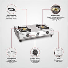 Load image into Gallery viewer, SUNFLAME SHAKTI DX STAINLESS STEEL 2 BURNER GAS STOVE, SS, MANUAL - KOCHEN ESSENTIAL