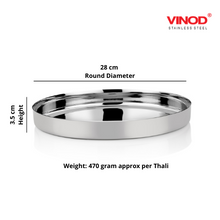 Load image into Gallery viewer, Vinod Stainless Steel Traditional Plate / Bhojan Thali / Khumcha Thali set of 2 - KOCHEN ESSENTIAL