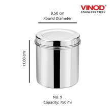 Load image into Gallery viewer, Vinod Stainless Steel Airtight Deep Dabba set of 6 pieces - KOCHEN ESSENTIAL