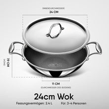 Load image into Gallery viewer, Stahl Artisan Hybrid Triply Non Stick Kadai with Lid, Stainless Steel Kadai for Cooking, Triply Kadhai Metal Spatula Friendly, Induction &amp; Gas Stove Compatible, 2.4 L, 24 cm
