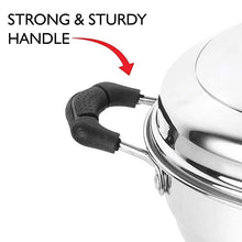 Load image into Gallery viewer, Cello Stainless Steel Induction Base Idli Cooker and Multi Kadhai Set of 6, Silver, 5 Liter | Compatible with Gas Stove &amp; Induction | Ideal for Dhokla, Patra, Idli and Momos
