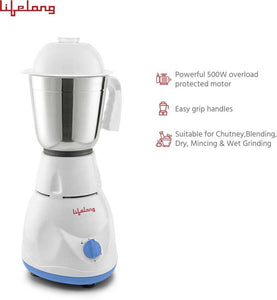 Lifelong Mixer Grinder 500 Watts, 3 Jar Mixer Grinder