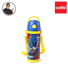 Load image into Gallery viewer, Cello Champ Vacuum Insulated Flask | Hot and Cold Kids Water Bottle | Sipper Bottle | Leak Proof | Easy to Carry | Double Walled Stainless Steel Bottle for Travel, School, Picnic | 600ml, Blue
