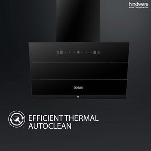 Hindware Smart Appliances Aldina 60 Cm kitchen chimney comes with Autoclean technology and maximum suction power 1350 m3/hr having filterless and motion sensor technology (Black 60cm)"