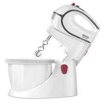 Load image into Gallery viewer, INALSA Stand Mixer cum Hand Mixer Promix | 500 Watt | Quick Burst Technology | 2.5 L Self Rotation Bowl |5 Variable Speeds with Turbo Function| Detachable Base | Dough &amp; Beater Hooks| White / Grey
