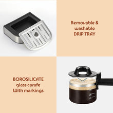 Load image into Gallery viewer, Borosil Brew Mate Drip Coffee Machine with Borosilicate Glass Carafe | Coffeemaker | 6 Cups Capacity | Anti-Drip Function, Auto Shutoff, Keep Warm Plate | 2 Years Warranty | Black
