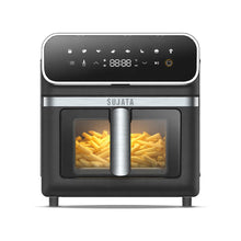 Load image into Gallery viewer, Sujata Fryomatic Plus Air Fryer 6.4L | 2000W| Up to 80% Less Oil Usage | Bake, Grill &amp; Roast| 8 Preset Modes| Digital Display &amp; Touch Control Panel |Glass Window | 2 Years Warranty
