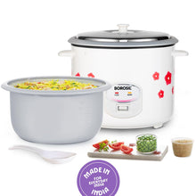 Load image into Gallery viewer, Borosil Pronto Dual 2.8 L Electric Rice Cooker with 2 Pot | 1000W, Keep Warm Feature with Indicator Display, Anti Skid Rubber Feet | Cook &amp; Boil Noodles, Rice, Upma, Idli, Dhokla | 2 Years Warranty
