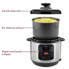 Load image into Gallery viewer, Borosil InstaCook 6L Electric Rice Cooker | Keep Warm Feature with Indicator Display, Anti Skid Rubber Feet | Cook &amp; Boil Noodles, Rice, Upma, Idli | 2 Years Warranty
