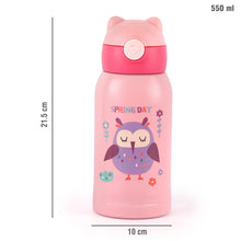 Load image into Gallery viewer, Cello Toddy Hot &amp; Cold Stainless Steel Kids Water Bottle, 550ml, Pink
