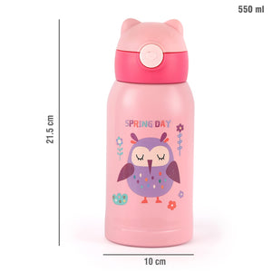 Cello Toddy Hot & Cold Stainless Steel Kids Water Bottle, 550ml, Pink