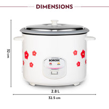 Load image into Gallery viewer, Borosil Pronto Dual 2.8 L Electric Rice Cooker with 2 Pot | 1000W, Keep Warm Feature with Indicator Display, Anti Skid Rubber Feet | Cook &amp; Boil Noodles, Rice, Upma, Idli, Dhokla | 2 Years Warranty
