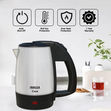 Load image into Gallery viewer, INALSA Electric Travel Kettle Cute 0.5 L|Fast Boiling 1000 Watts| Light Indicator| Boild Dry Protection| Auto Shut Off| 2 Travel Cups| (Silver/Black)
