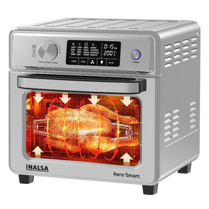 INALSA Air Fryer Oven Aero Smart With 23 L Capacity|1700 W-16 Preset Programs|| Digital Display and Touch Control | Rotisserie & Convection| 8 Accessories| Recipe Book|2 Year Warranty