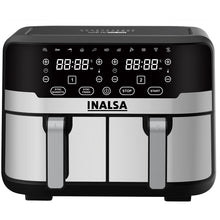 Load image into Gallery viewer, INALSA Air Fryer Nutri Fry Dual Zone-2100 W 10L with Sync Basket &amp; Finish Features 11 Versatile Programs Touch Control &amp; Digital Display Variable Temperature Control 2 Year Warranty Black/Silver
