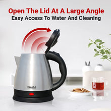 Load image into Gallery viewer, INALSA Electric Kettle 1.5 Liter with Stainless Steel Body - Kwik|Auto Shut Off &amp; Boil Dry Protection Safety Features| Cordless Base &amp; Cord Winder|Hot Water Kettle |Water Heater Jug
