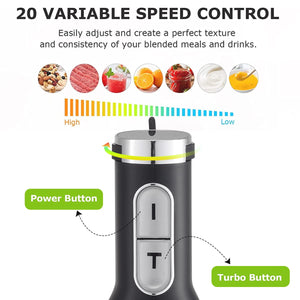 INALSA Hand Blender Robot Inox 1200 S|1200W with Heavy Duty 100% Copper Motor|Variable 20 Speed And Turbo Function|Low Noise|ANTI-SPLASH TECHNOLOGY|2 Yr Warranty|For Smoothie,Puree & Baby Food