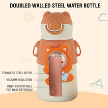 Load image into Gallery viewer, Cello Funz Hot &amp; Cold Stainless Steel Kids Water Bottle, 550ml, Orange
