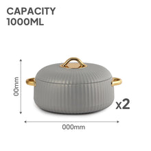 Load image into Gallery viewer, Cello Aurum Luxury Insulated Casseroles Set of 2, Grey 1000ml Each | Double Walled Thermoware Casserole with Lid | Easy Grip Handle| Inner Steel Insulated Serving Bowl Casserole For Roti,Rice,Biryani
