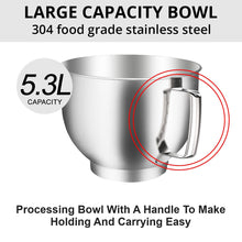 Load image into Gallery viewer, INALSA Stand Mixer 1200W|Pure Copper Motor|5.3L SS Bowl With Splash Guard|Metal Gears for Extra Durability|Accessories Included|Dishwasher Safe|Baking,Cake Mixer,Kneading-Kratos Plus
