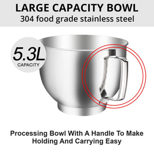 INALSA Stand Mixer 1200W|Pure Copper Motor|5.3L SS Bowl With Splash Guard|Metal Gears for Extra Durability|Accessories Included|Dishwasher Safe|Baking,Cake Mixer,Kneading-Kratos Plus