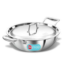 Load image into Gallery viewer, Hawkins Pro 8.0 Litre Deep-Fry Pan, Triply Stainless Steel Kadhai with Stainless Steel Handles and Stainless Steel Lid, Silver (PSK80S)
